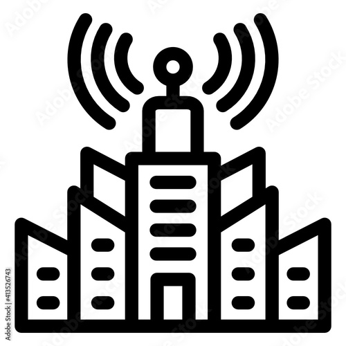 
A smart city building linear icon, editable vector
