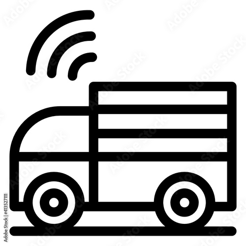 
Wireless truck linear icon, wifi over truck
