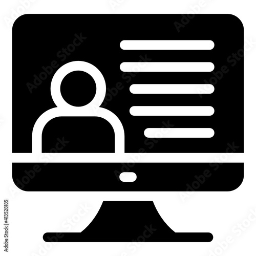 
Monitor and person denoting glyph icon of admin panel 
