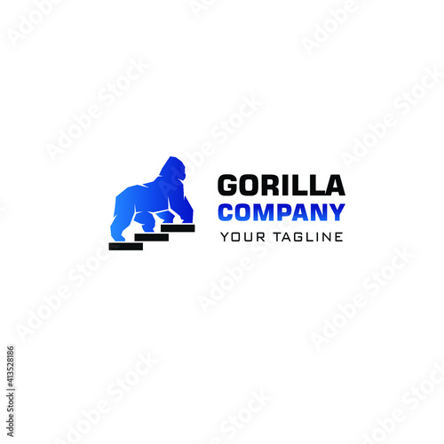 Gorilla king vector logo design template photo