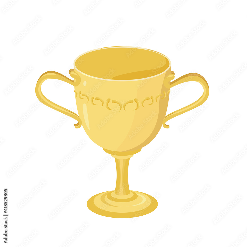Golden trophy isolated on white background. Vector illustration of championship award. Golden trophy isolated on white background. Vector illustration of championship award.