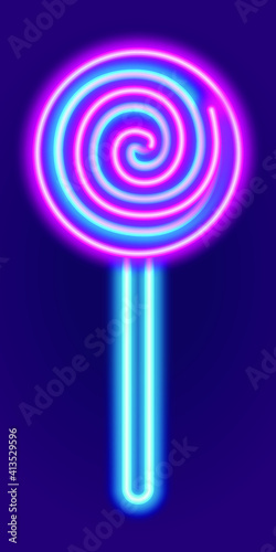 candiy lollipop neon sign. Vector illustration