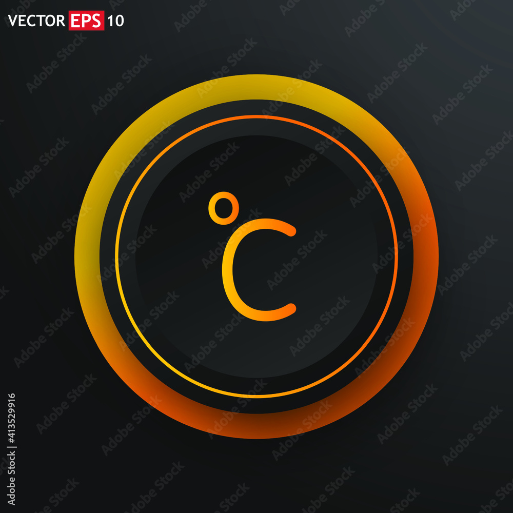 Celsius degree line sign. Single line icon on black background Celsius degree line sign. Single line icon on black background