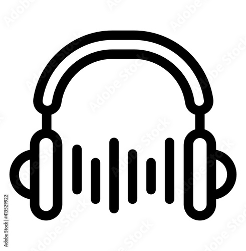 
Linear vector design of headphones with music, listening music
