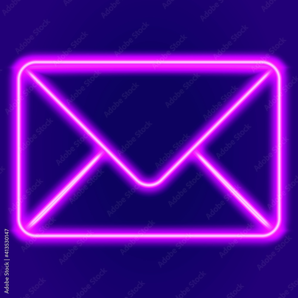 neon sign. letter in an envelope. Vector illustration neon sign. letter in an envelope. Vector illustration