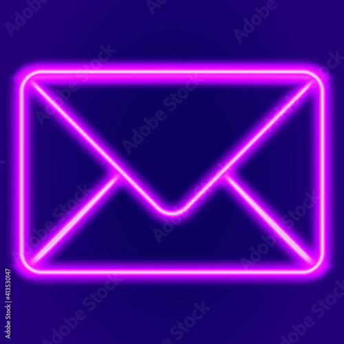 neon sign. letter in an envelope. Vector illustration