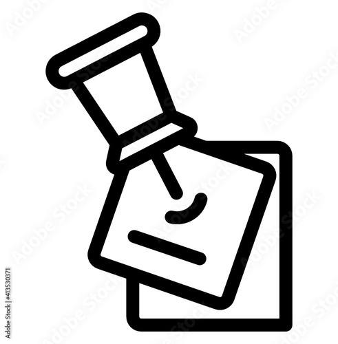 
Paper pin in linear editable icon
