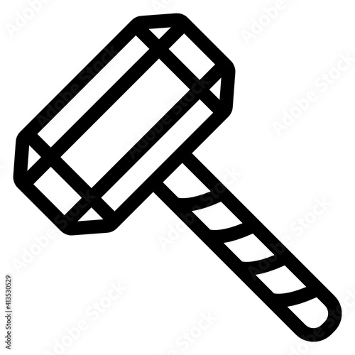 
Bat mallet in linear style icon, sports equipment 
