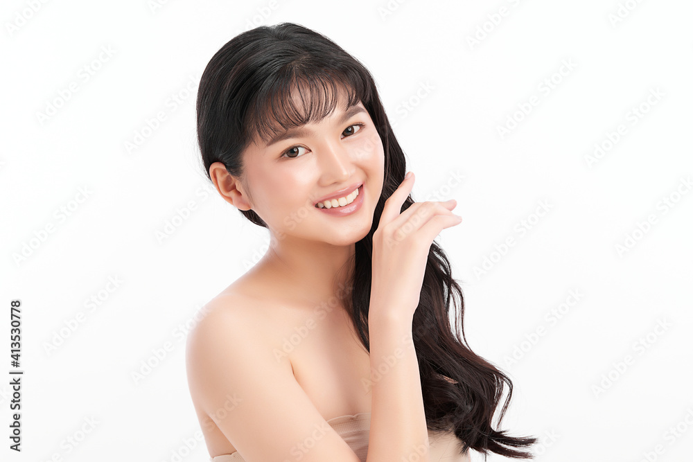 Beautiful young asian woman with clean fresh skin on white background, Face care, Facial treatment, Cosmetology, beauty and spa, Asian women portrait Beautiful young asian woman with clean fresh skin on white background, Face care, Facial treatment, Cosmetology, beauty and spa, Asian women portrait