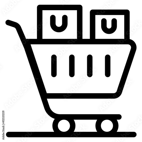 
A shopping trolley linear icon in editable style
