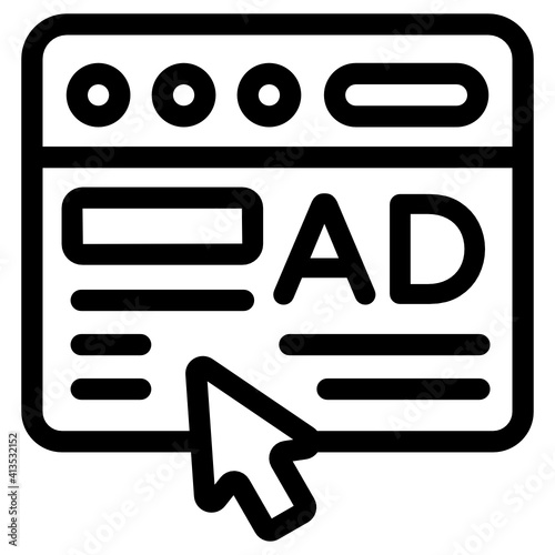 
A linear icon of web ads in editable design

