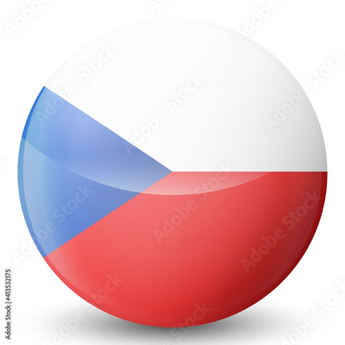 Glass light ball with flag of Czech Republic. Round sphere, template icon. national symbol. Glossy realistic ball, 3D abstract vector illustration highlighted on a white background. Big bubble.