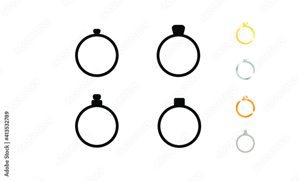 Diamond rings engagement, logo rings silhouette, vector EPS 10. Rings icon on white background Diamond rings engagement, logo rings silhouette, vector EPS 10. Rings icon on white background