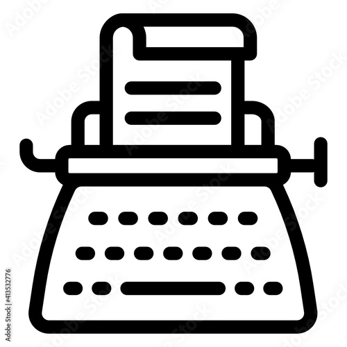 
Typewriter linear style icon, typing tool 
