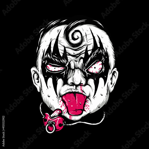 Human kid music rock style graphic illustration vector art t-shirt design