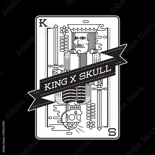 Skull king horror card graphic illustration vector art t-shirt design
