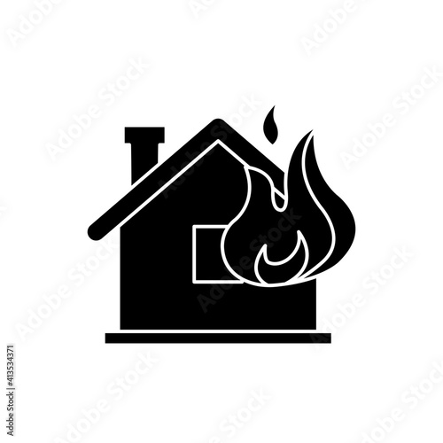 house burning accident icon