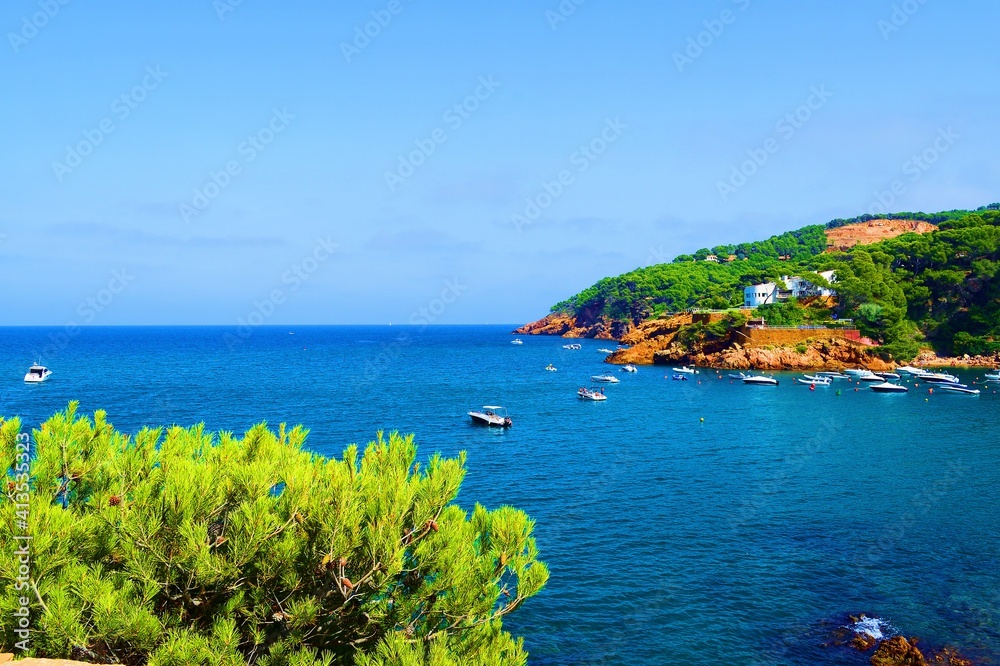 seascape of the beautiful Sa Riera beach on the Costa Brava in the province of Girona, Catalonia, Spain