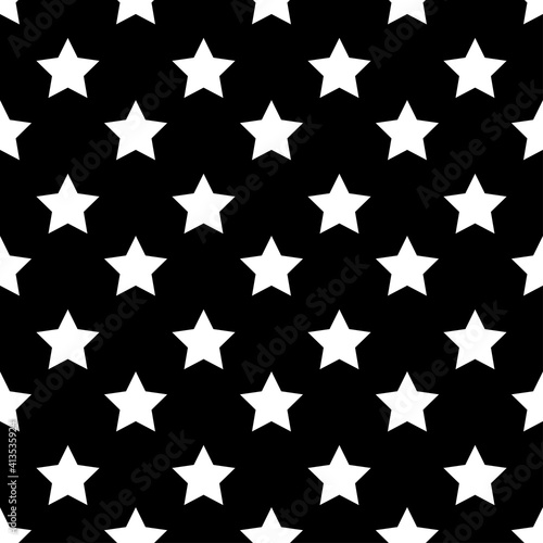 Seamless abstract Star white pattern on black background  Vector illustration texture for paper  wrapping and fabric