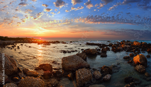 Summer coastline sunset, Greece