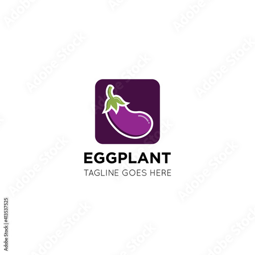 eggplant logo and aubergine icon vector illustration best logo design