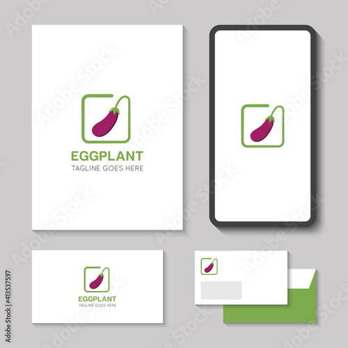eggplant logo and aubergine icon vector illustration best logo design