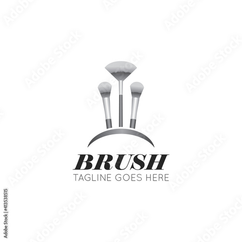 Makeup brush logo and salon icon vector illustration best logo design