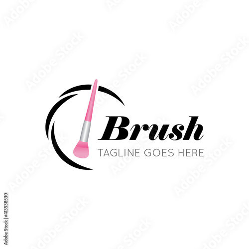 Makeup brush logo and salon icon vector illustration best logo design