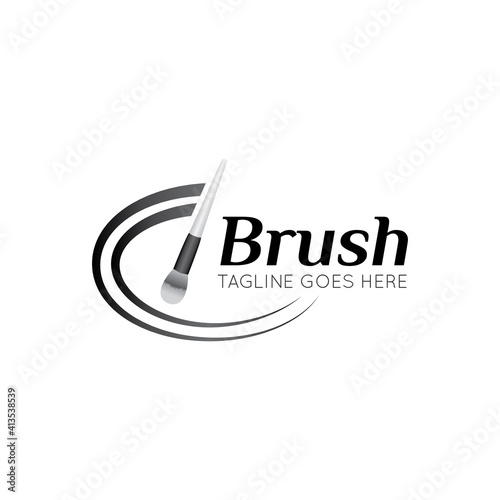 Makeup brush logo and salon icon vector illustration best logo design
