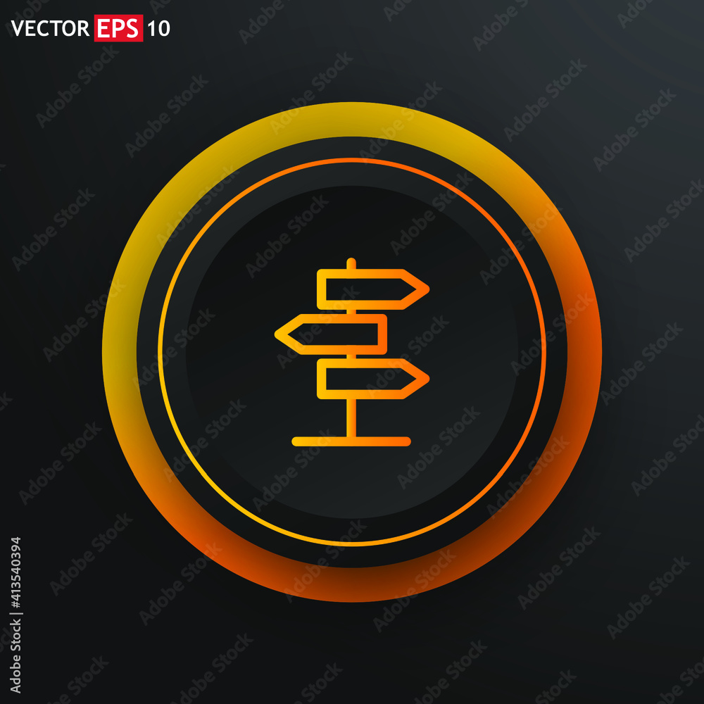 Signpost line sign. Single flat icon on black background Signpost line sign. Single flat icon on black background