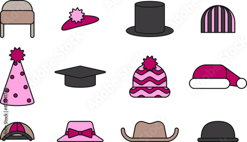 Hats collections in flat style. Vector illustration
