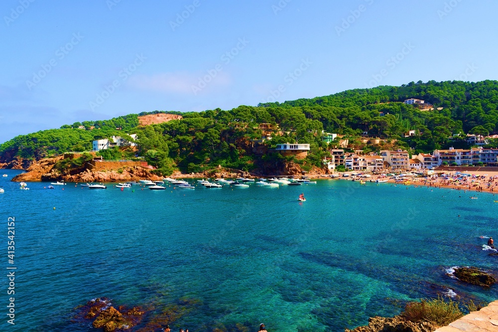 seascape of the beautiful Sa Riera beach on the Costa Brava in the province of Girona, Catalonia, Spain
