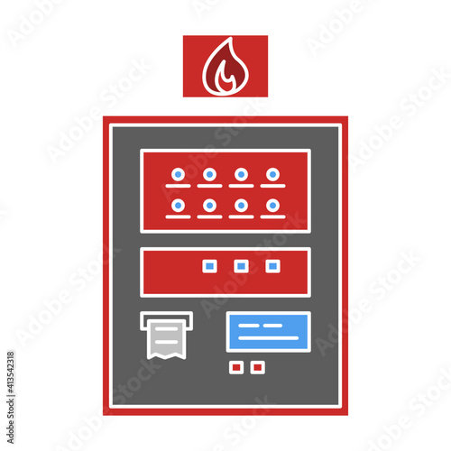 Icon of control panel fire alarm, control panel for smoke detector and indicator
