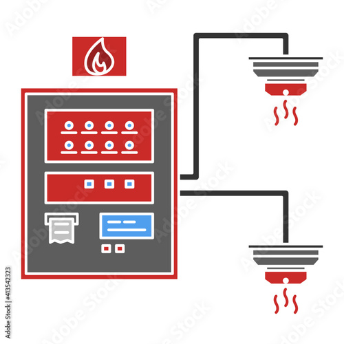 Icon of control panel fire alarm, control panel for smoke detector and indicator