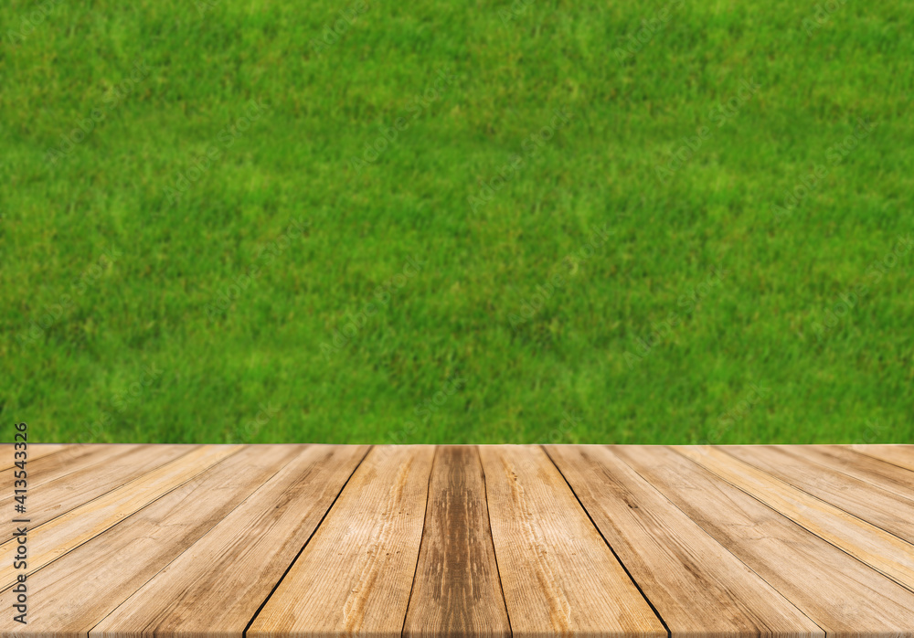wooden-board-empty-table-blurred-background-grass wooden-board-empty-table-blurred-background-grass