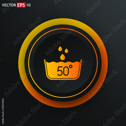  50 Degreess wahing line sign. Single line icon on black background. photo