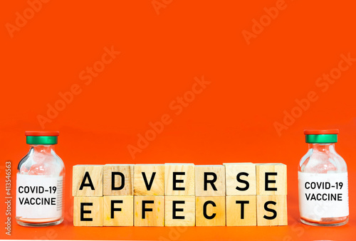 Covid-19 vaccine adverse effects with copy space. photo