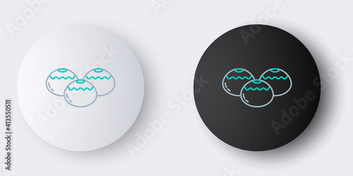 Line Jewish sweet bakery icon isolated on grey background. Hanukkah sufganiyot. Jewish easter cake. Colorful outline concept. Vector.