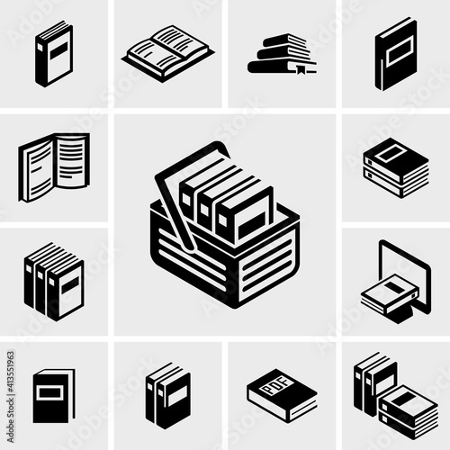 Set of file management and administration icons. Vector icon.