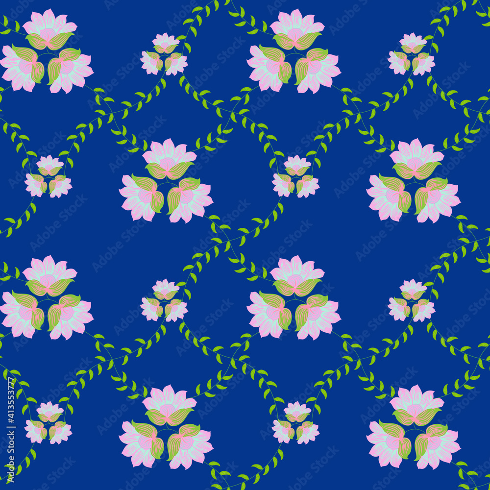 Obraz premium seamless vector flower design pattern on background