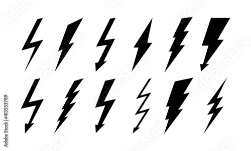 Obraz na płótnie Set of thunderbolt and lightning icons