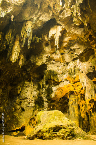 Stalactites and stalagmites in the cave that occur naturally...