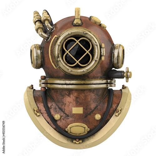 Old Diving Helmet Isolated photo