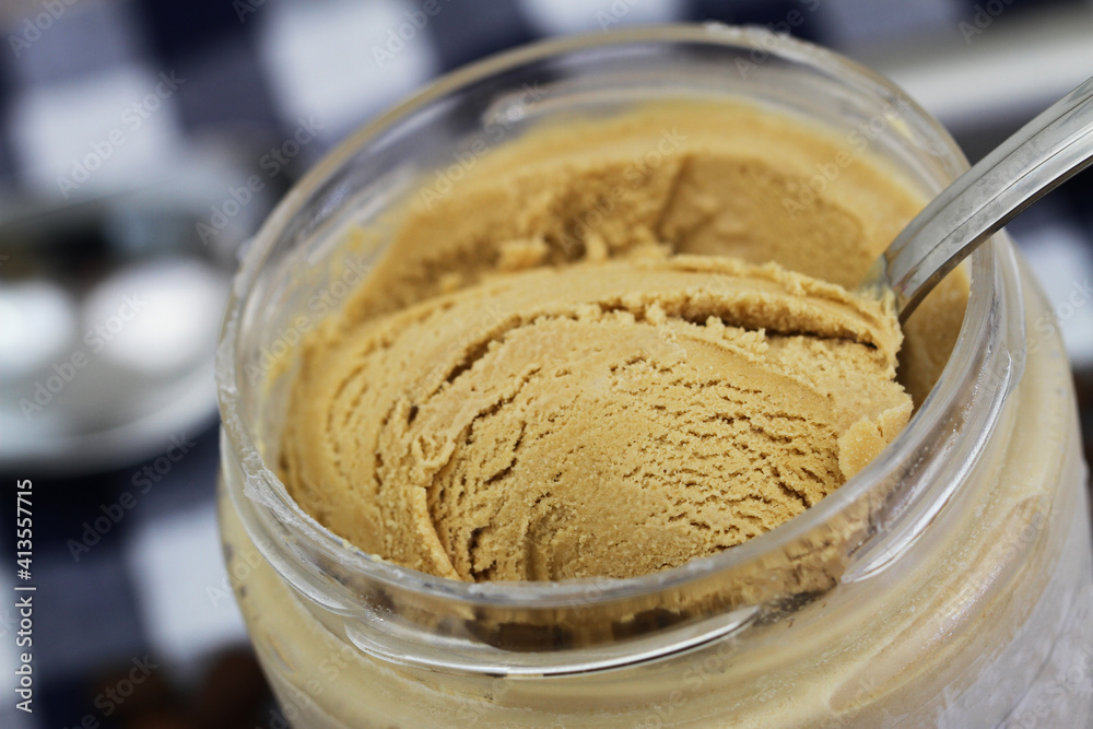 Delicious, rich and creamy coffee icecream, closeup