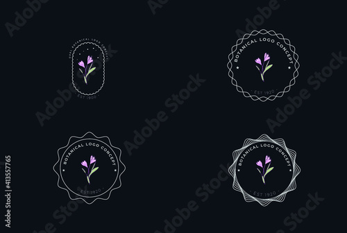  Minimal feminine modern botanical floral organic natural abstract seasonal crocus classical logo design