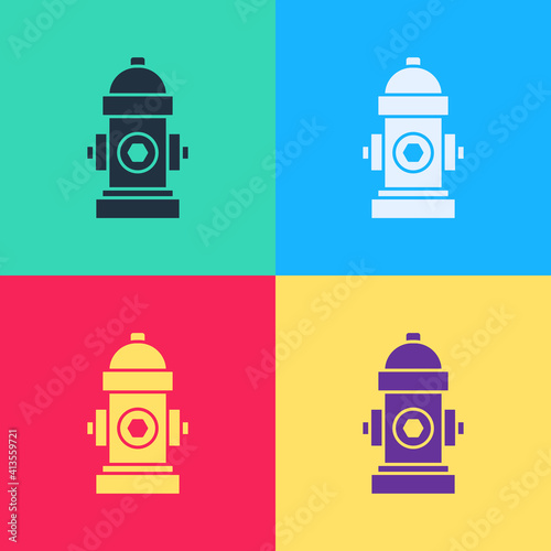 Pop art Fire hydrant icon isolated on color background. Vector.