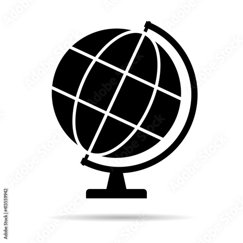 Globus map icon  Earth globe symbol  travel to world  plated for web  logo  website vector illustration