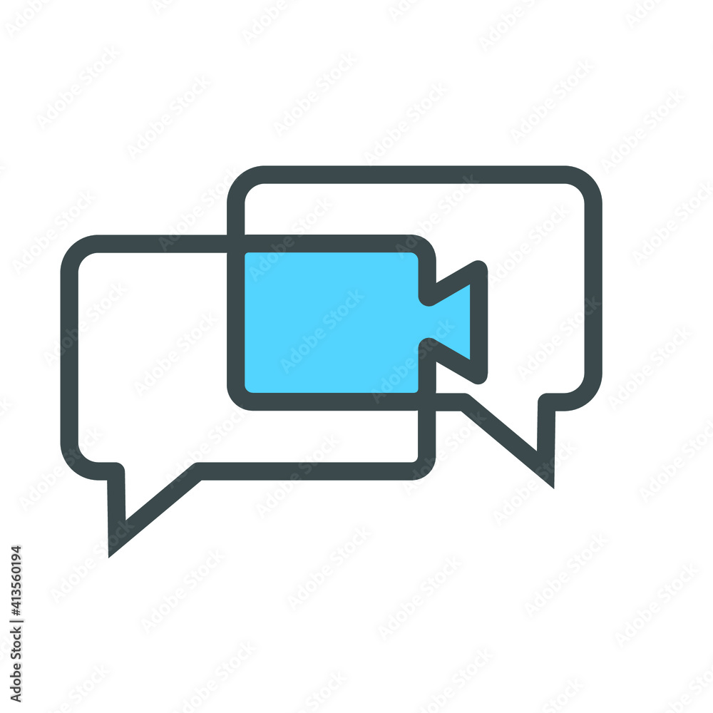 Video Call Icon Logo Vector Illustration. Video Call icon design vector template. Trendy Video Call vector icon flat design for website, symbol, logo, icon, sign, app, UI.