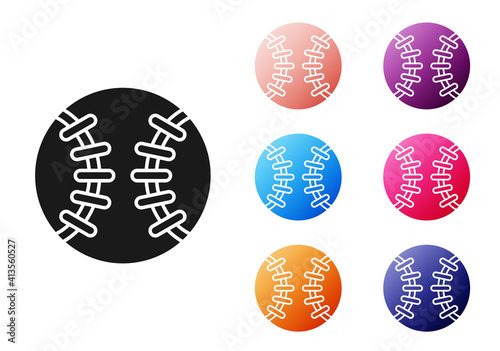 Black Baseball ball icon isolated on white background. Set icons colorful. Vector.