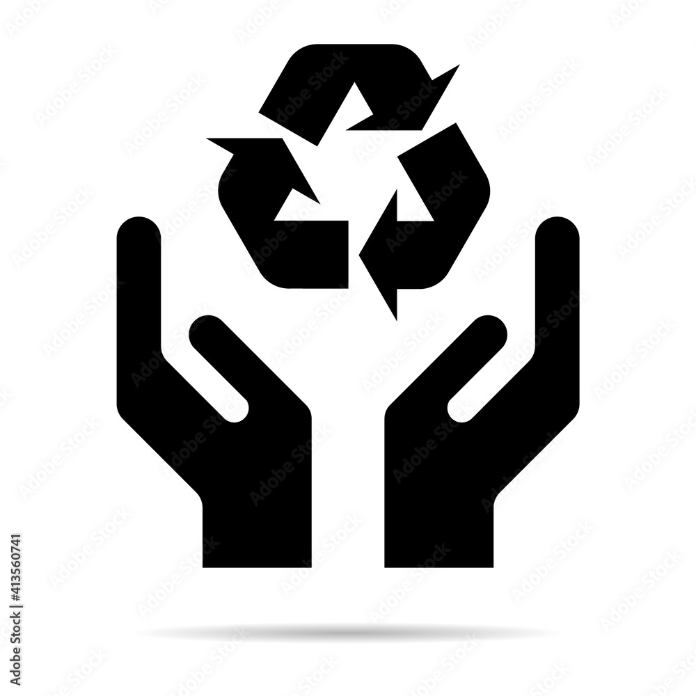Hope icon, human hand with eco symbol,  help and protection  graphic design, support vector illustration